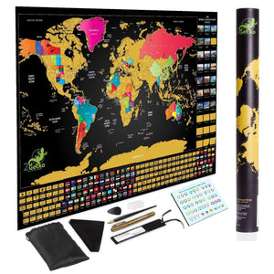 Deluxe Large Scratch Off World Map Personalized Travel  FEATURES BUCKET LIST - chuckitthere